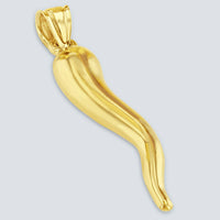 Load image into Gallery viewer, 14k Yellow Gold Large Cornicello Horn Pendant Necklace - 3D
