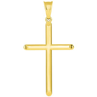 Load image into Gallery viewer, 14k Yellow Gold Large Religious Tube Cross Pendant Necklace
