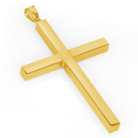 Load image into Gallery viewer, 14k Yellow Gold Large Simple Religious Cross Pendant - 2.4 Inch Height
