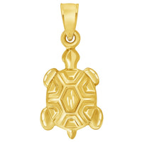 Load image into Gallery viewer, 14k Yellow Gold Mini 3D Turtle Charm Pendant with Cuban Curb Chain Necklace
