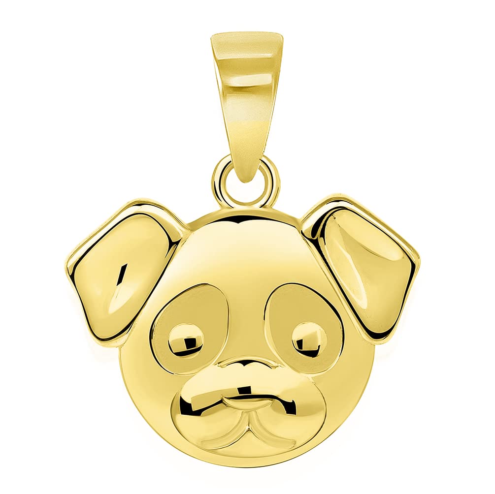 14k Yellow Gold Mini Puppy Face Charm Animal Pendant