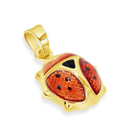 Load image into Gallery viewer, 14k Yellow Gold Mini Red Enamel Ladybug Charm Pendant
