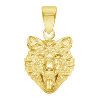 Load image into Gallery viewer, 14k Yellow Gold Mini Wolf Head Charm Animal Pendant Necklace
