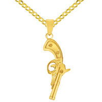 Load image into Gallery viewer, Solid 14k Yellow Gold Pistol Gun Charm Handgun Pendant Necklace

