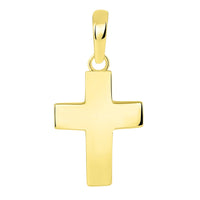 Load image into Gallery viewer, Solid 14k Yellow Gold Plain Mini Cross Charm Pendant with Figaro Necklace
