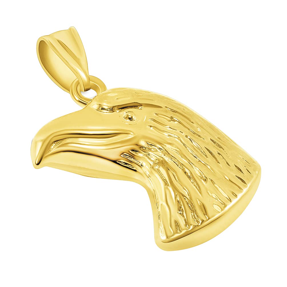 14k Yellow Gold Polished 3D Bald Eagle Head Animal Pendant