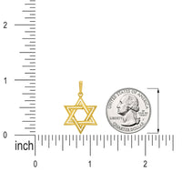 Load image into Gallery viewer, 14k Yellow Gold Polished and Textured Star of David Pendant - Small
