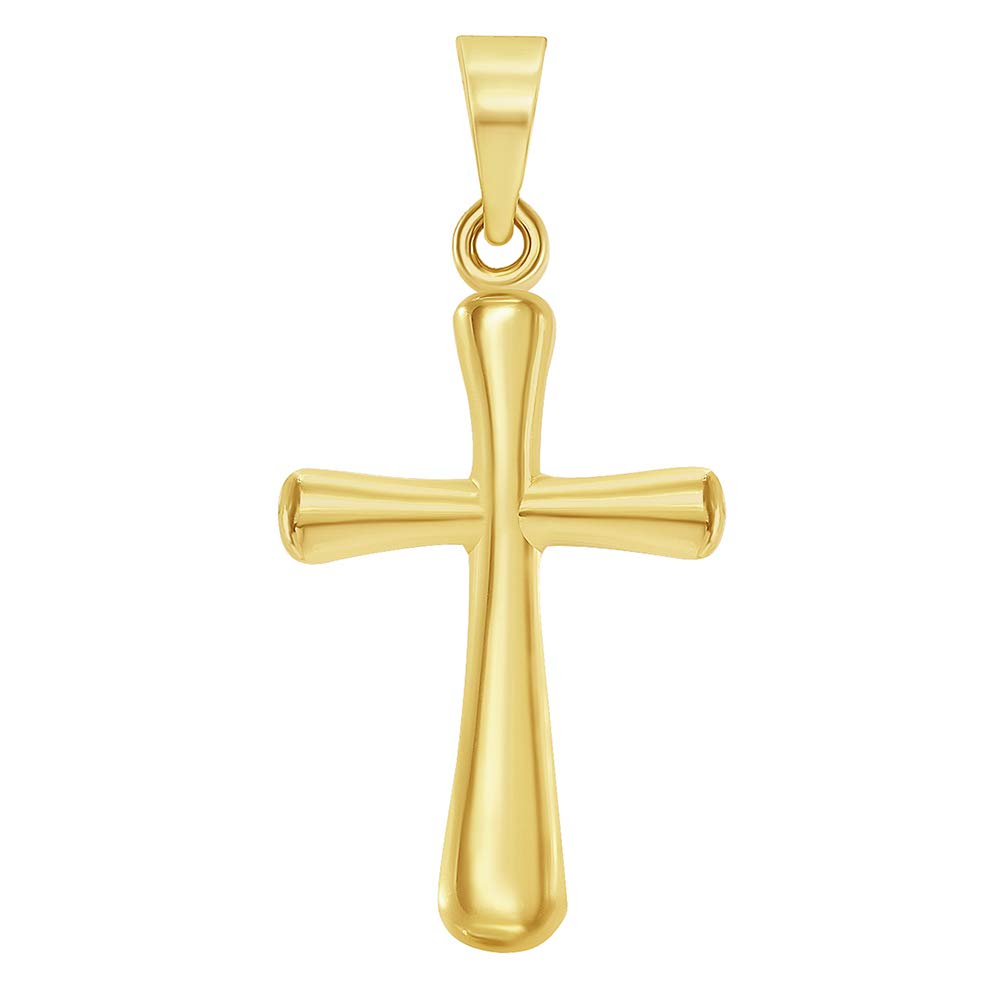 14k Yellow Gold High Polished Religious Plain Simple Cross Charm Pendant (22.5 mm x 11.5 mm)
