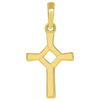Load image into Gallery viewer, Solid 14k Yellow Gold Roman Catholic Dainty Open Cross Pendant Necklace
