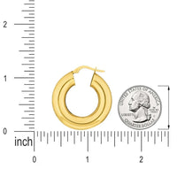 Load image into Gallery viewer, High Polished 14k Yellow Gold Round Thick Hoop Earrings with Latch Back, 7mm Wide
