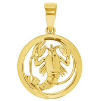 Load image into Gallery viewer, 14k Yellow Gold Round Zodiac Sign Charm Horoscope Pendant (Small)
