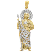 Load image into Gallery viewer, 14k Yellow Gold Saint Jude Pendant with Cubic Zirconia - 3 Sizes

