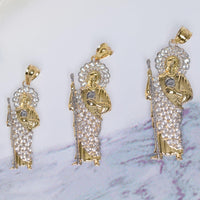 Load image into Gallery viewer, 14k Yellow Gold Saint Jude Pendant with Cubic Zirconia - 3 Sizes
