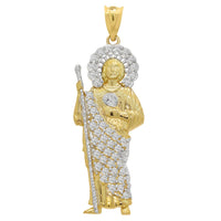 Load image into Gallery viewer, 14k Yellow Gold Saint Jude Pendant with Cubic Zirconia - 3 Sizes
