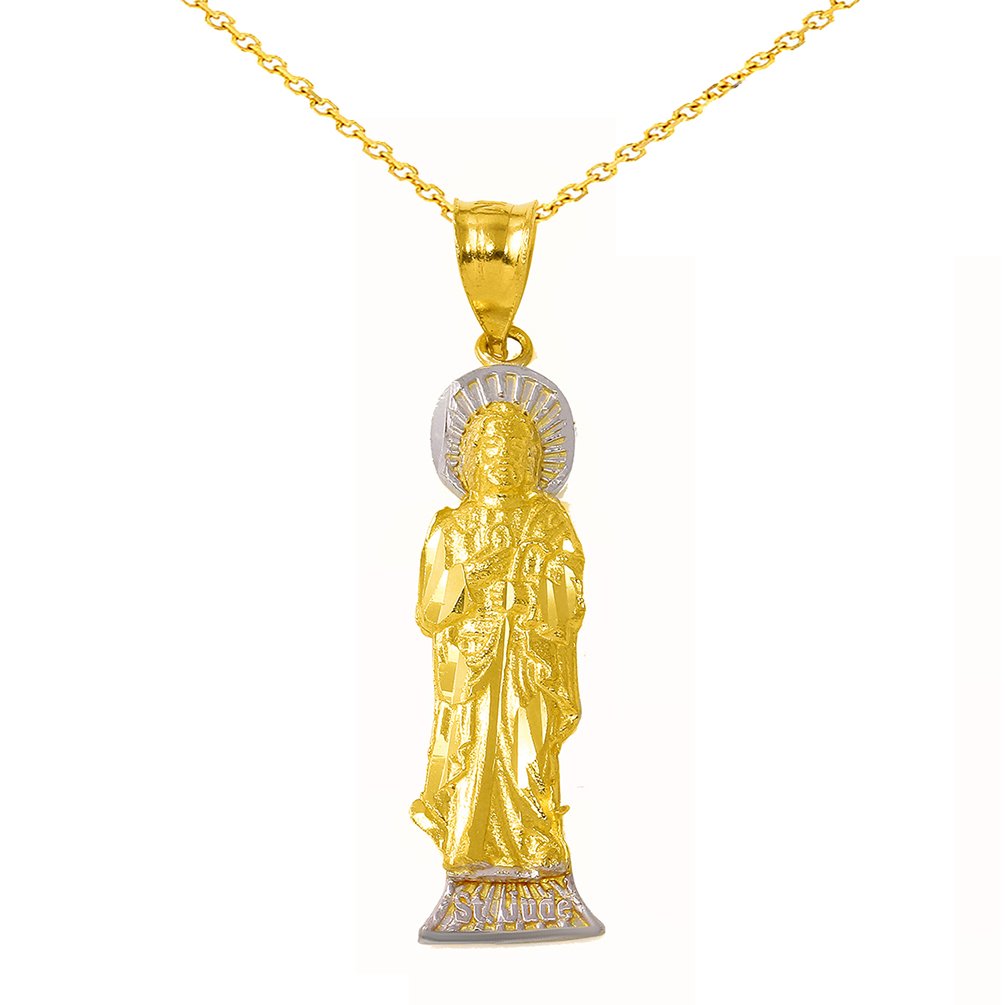 Jewelry America Textured 14k Yellow Gold Saint Jude Thaddeus Charm Pendant Necklace