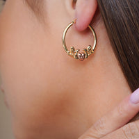 Load image into Gallery viewer, 14k Yellow Gold Scripted Mom Hoop Earrings with Latch Back
