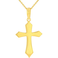 Load image into Gallery viewer, Solid 14k Yellow Gold Silhouette Botonee Orthodox Cross Pendant Necklace
