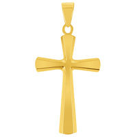 Load image into Gallery viewer, Solid 14k Yellow Gold Simple Flared Religious Cross Pendant
