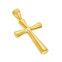 Load image into Gallery viewer, Solid 14k Yellow Gold Simple Flared Religious Cross Pendant
