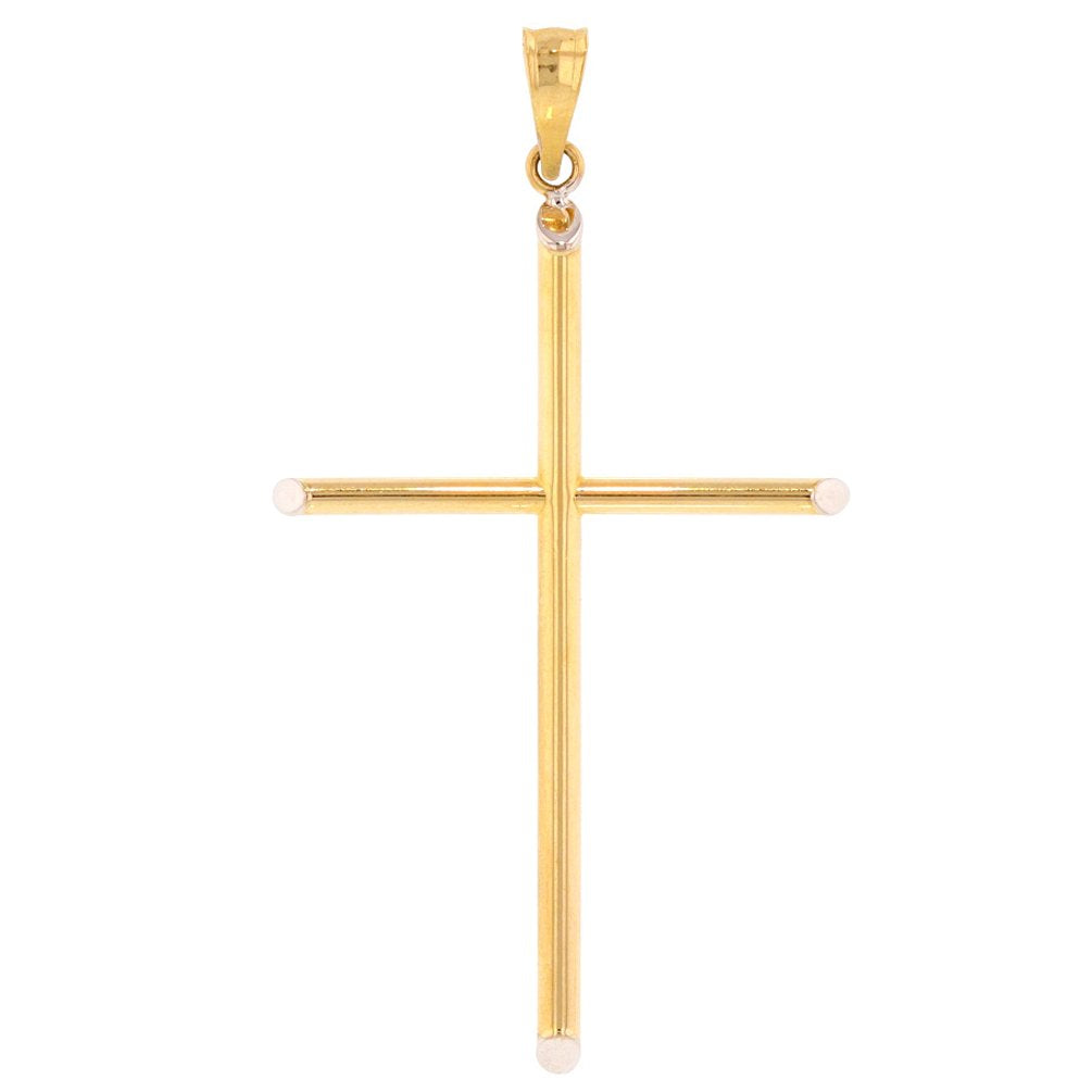 14k Yellow Gold Simple Plain Cross Pendant