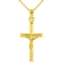 Load image into Gallery viewer, 14k Yellow Gold Simple and Classic Cross Crucifix Pendant Necklace

