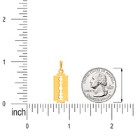 Load image into Gallery viewer, 14k Yellow Gold Small Razor Blade Charm Pendant with Rolo Cable, Cuban Curb, or Figaro Chain Necklace
