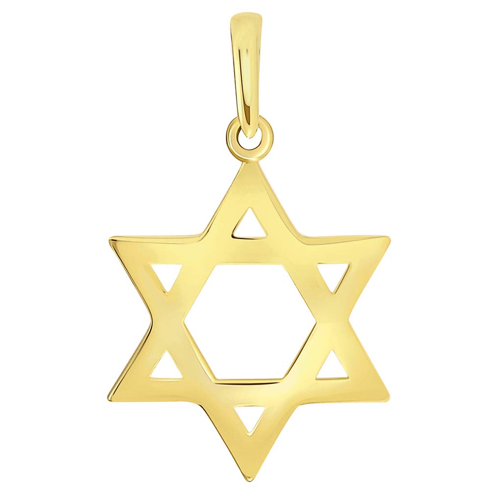 14k Yellow Gold Small Star of David Pendant with High Polish