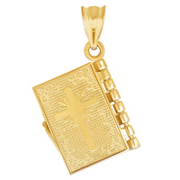 Load image into Gallery viewer, 14k Yellow Gold Spanish Bible Charm Santa Biblia Pendant
