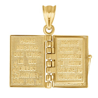 Load image into Gallery viewer, 14k Yellow Gold Spanish Bible Charm Santa Biblia Pendant
