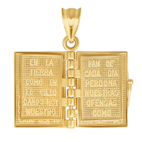 Load image into Gallery viewer, 14k Yellow Gold Spanish Bible Charm Santa Biblia Pendant
