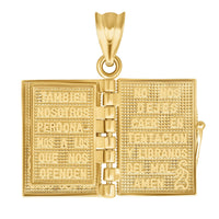 Load image into Gallery viewer, 14k Yellow Gold Spanish Bible Charm Santa Biblia Pendant
