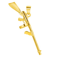 Load image into Gallery viewer, Solid 14k Yellow Gold Submachine Mob Gun Pendant
