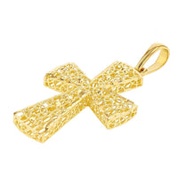 Load image into Gallery viewer, 14k Yellow Gold Textured 3D Filigree Catholic Cross Pendant (Medium)
