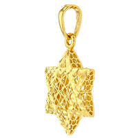 Load image into Gallery viewer, 14k Yellow Gold Textured 3D Jewish Star of David Pendant
