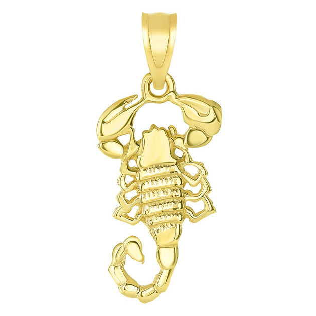 14k Yellow Gold Textured Scorpion Charm Zodiac Pendant | Jewelry America