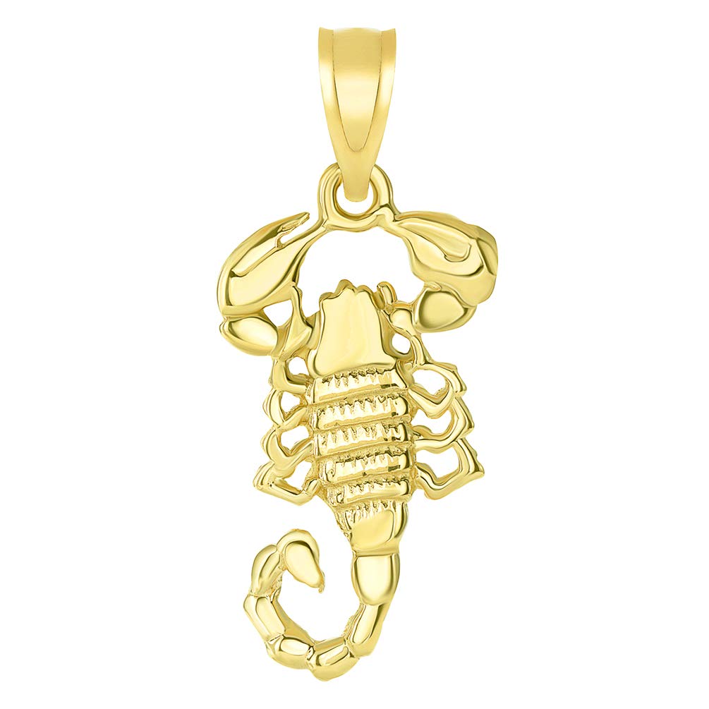 14k Yellow Gold Textured Scorpion Charm Zodiac Pendant