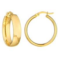 Load image into Gallery viewer, 14k Yellow Gold Thick Flat Hoop Earrings with Latch Back, 6mm Wide
