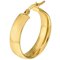 Load image into Gallery viewer, 14k Yellow Gold Thick Flat Hoop Earrings with Latch Back, 6mm Wide
