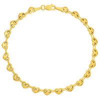 Load image into Gallery viewer, 14k Yellow Gold Thin and Small Puffed Heart Link Bracelet with Lobster Lock
