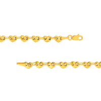 Load image into Gallery viewer, 14k Yellow Gold Thin and Small Puffed Heart Link Bracelet with Lobster Lock
