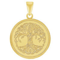 Load image into Gallery viewer, 14k Solid Yellow Gold Tree of Life Medallion Pendant with Rolo Cable, Cuban Curb, or Figaro Chain Necklace
