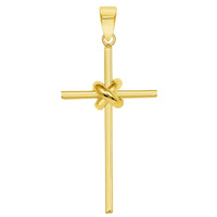 Load image into Gallery viewer, 14k Yellow Gold Twisted Love Knot Religious Cross Pendant
