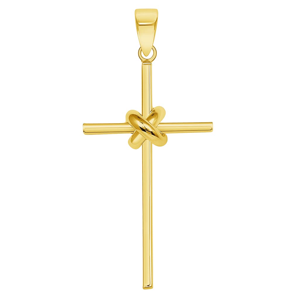 14k Yellow Gold Twisted Love Knot Religious Cross Pendant