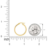 Load image into Gallery viewer, 14k Yellow Gold White Enamel Hoop Earrings with Latch Back, 1 Inch
