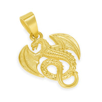 Load image into Gallery viewer, 14k Yellow Gold Winged Serpent Dragon Pendant Necklace - Small
