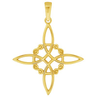 Load image into Gallery viewer, 14k Yellow Gold Witch&#39;s Knot Cross Wiccan Symbol Pendant
