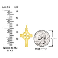 Load image into Gallery viewer, Solid 14k Yellow Gold Religious Celtic Cross Pendant with Cuban Curb Chain Necklace
