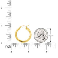 Load image into Gallery viewer, Size Measurement of 14k Gold 1 Inch Height Plain Tube Hoop Earrings
