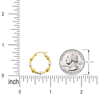 Load image into Gallery viewer, Size Measurement of 14k Gold 2-Tone Graduated Beaded Hoop Earrings

