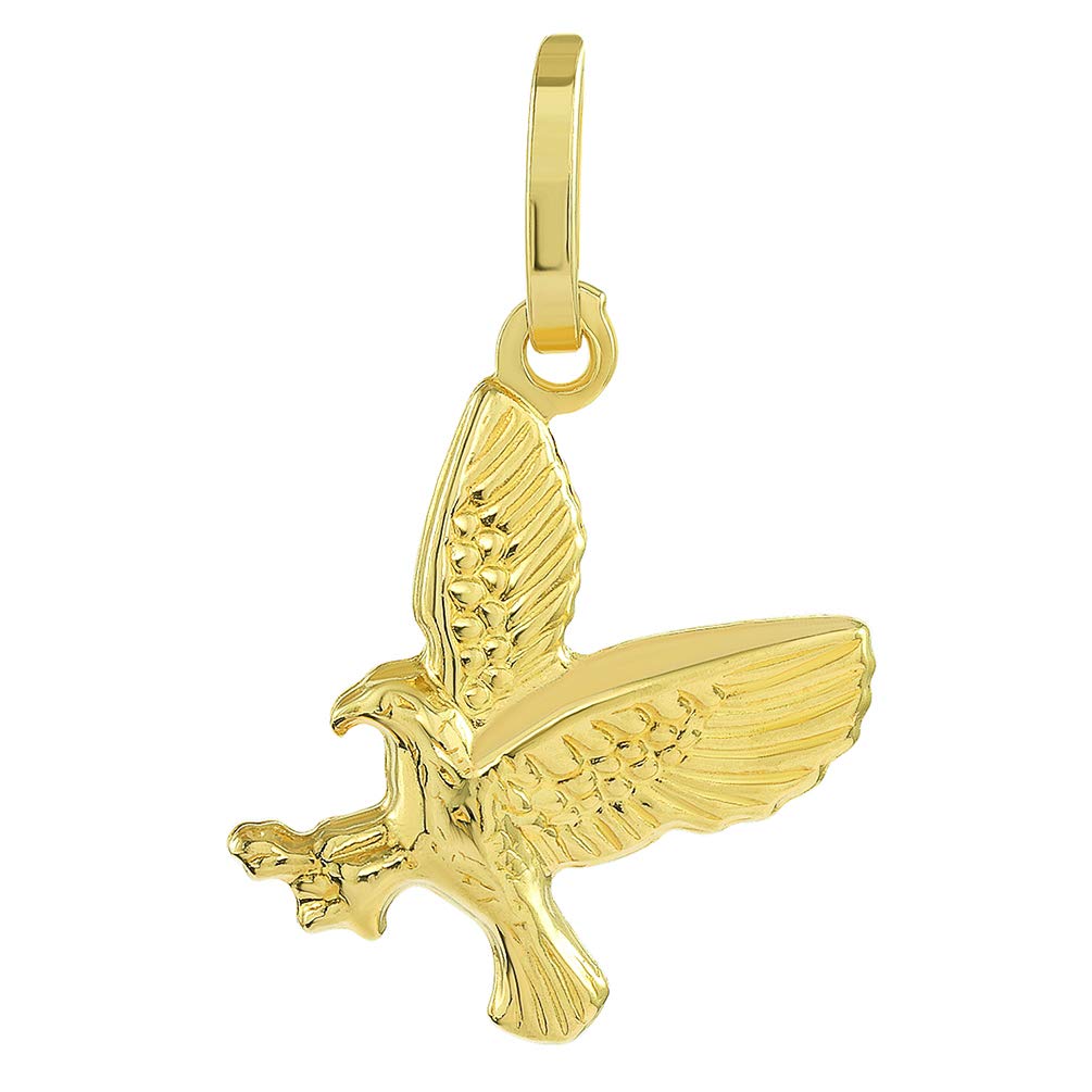 14k Gold 3-D Small American Eagle Charm Pendant